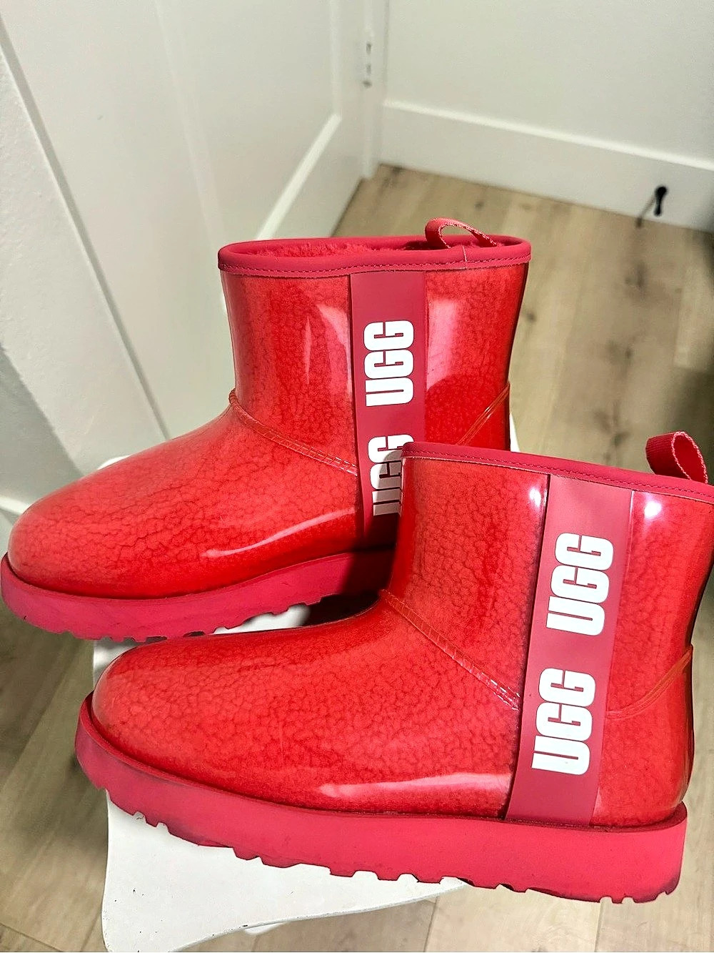 UGG Classic Clear Mini Red Rain Boots